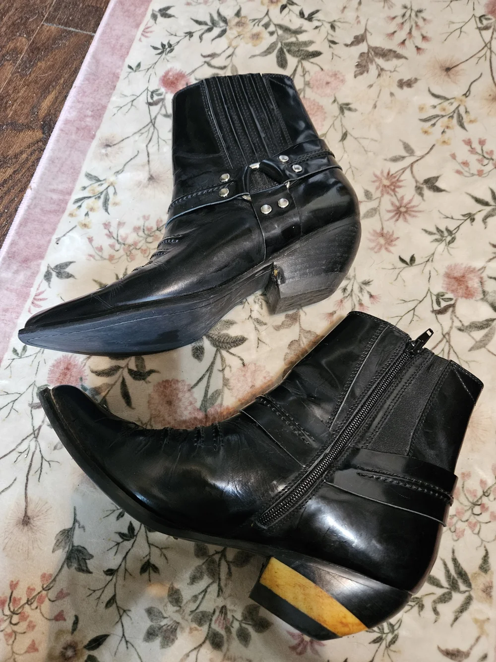 Jeffrey Campbell Black Leather Western Ankle Booties